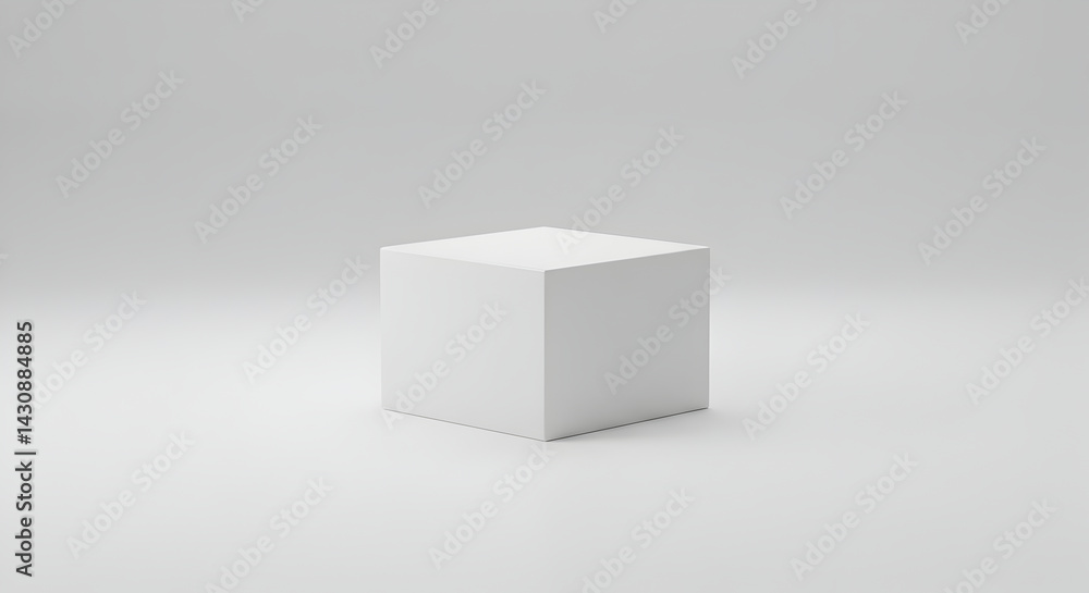 Fototapeta premium Minimalist White Cube On A Gradient Background Simple Geometric Form