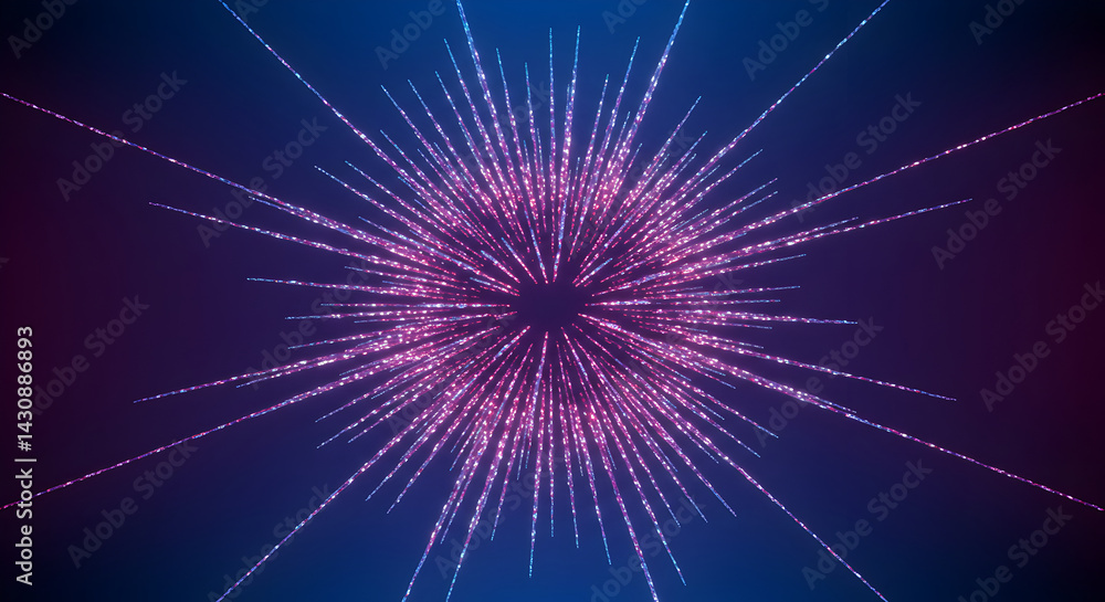 Fototapeta premium Cosmic Burst Radiating Energy Lines Against a Deep Blue Gradient Backdrop
