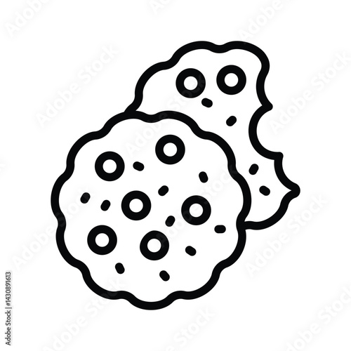 Chocolate cookies icon creatively designed in line style
