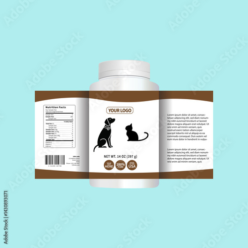Veterinary medicine bottle with a paw print label, symbolizing pet care, health treatments, and responsible animal wellness through modern pharmaceutical solutions.