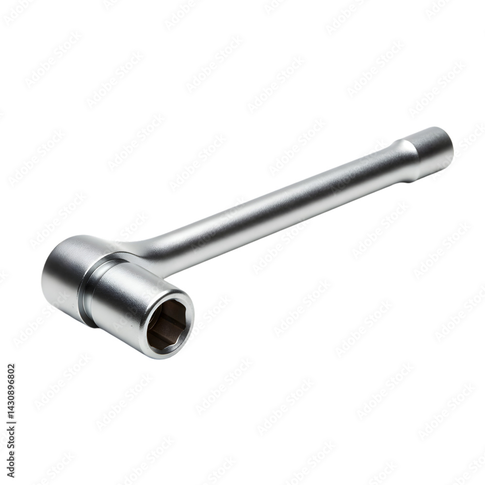 Gleaming socket wrench on stark transparent background Gleaming socket wrench on stark transparent background