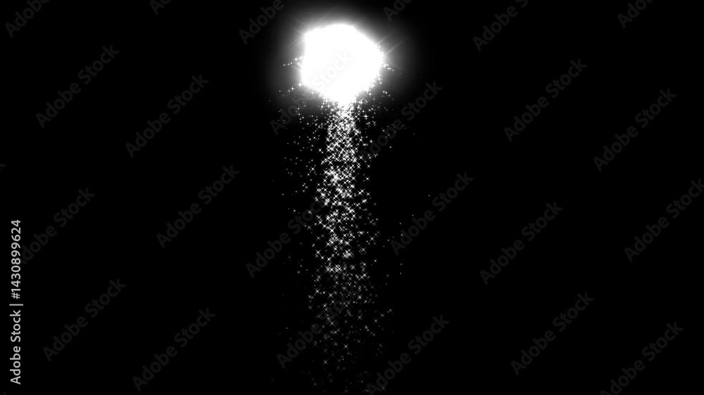 White Glowing Glitter Light Effect on Black Background White Glowing Glitter Light Effect on Black Background