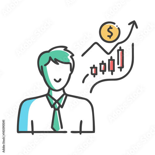 stock broker icon, stock broker vector illustration-simple illustration of stock broker, perfect for stock broker logos and icons
