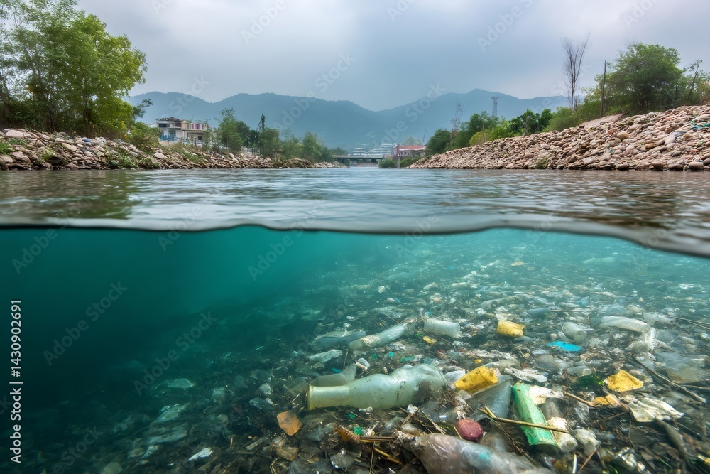 Plastic pollution accumulating on riverbed threatens aquatic life