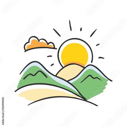 sunrise over hills icon, sunrise over hills vector illustration-simple illustration of sunrise over hills, perfect for sunrise over hills logos and icons