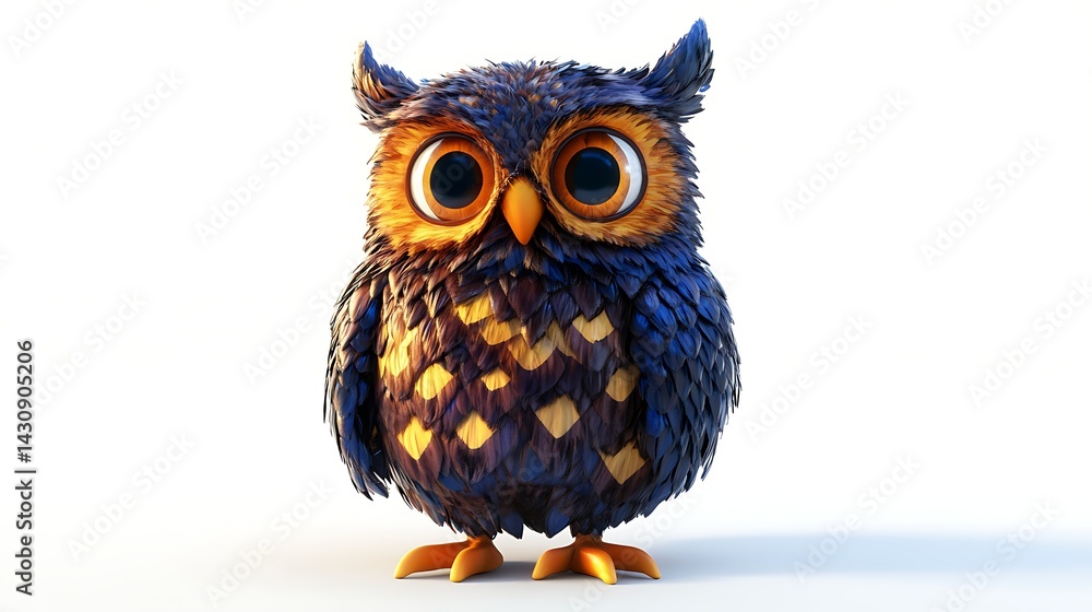 Fototapeta premium Vibrant colorful owl design stunning 3D render eye catching artwork image