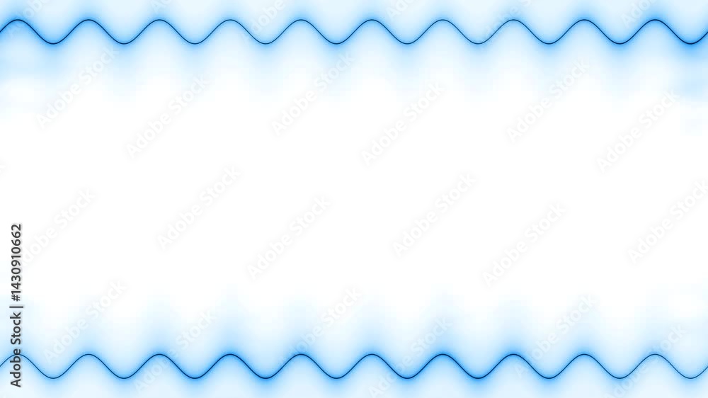 Frame, long wavy rectangular horizontal decorated, blue lines of lightening and darkening light on white background. Space for your own content. Frame, long wavy rectangular horizontal decorated, blue lines of lightening and darkening light on white background. Space for your own content.