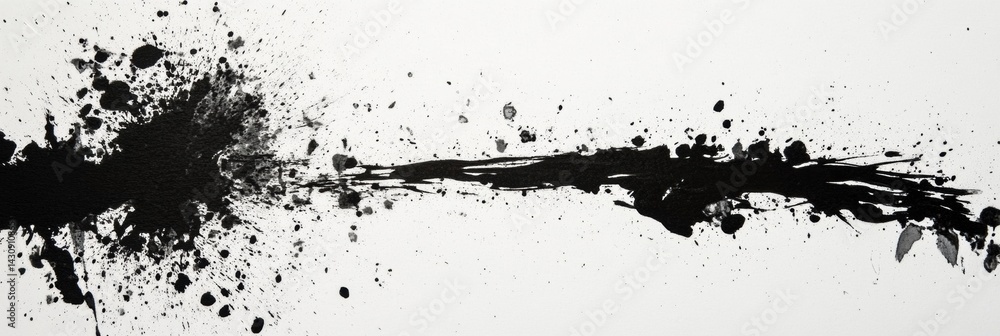 Chaotic Ink Splatters Create an Abstract Artistic Texture on White Paper Generative AI