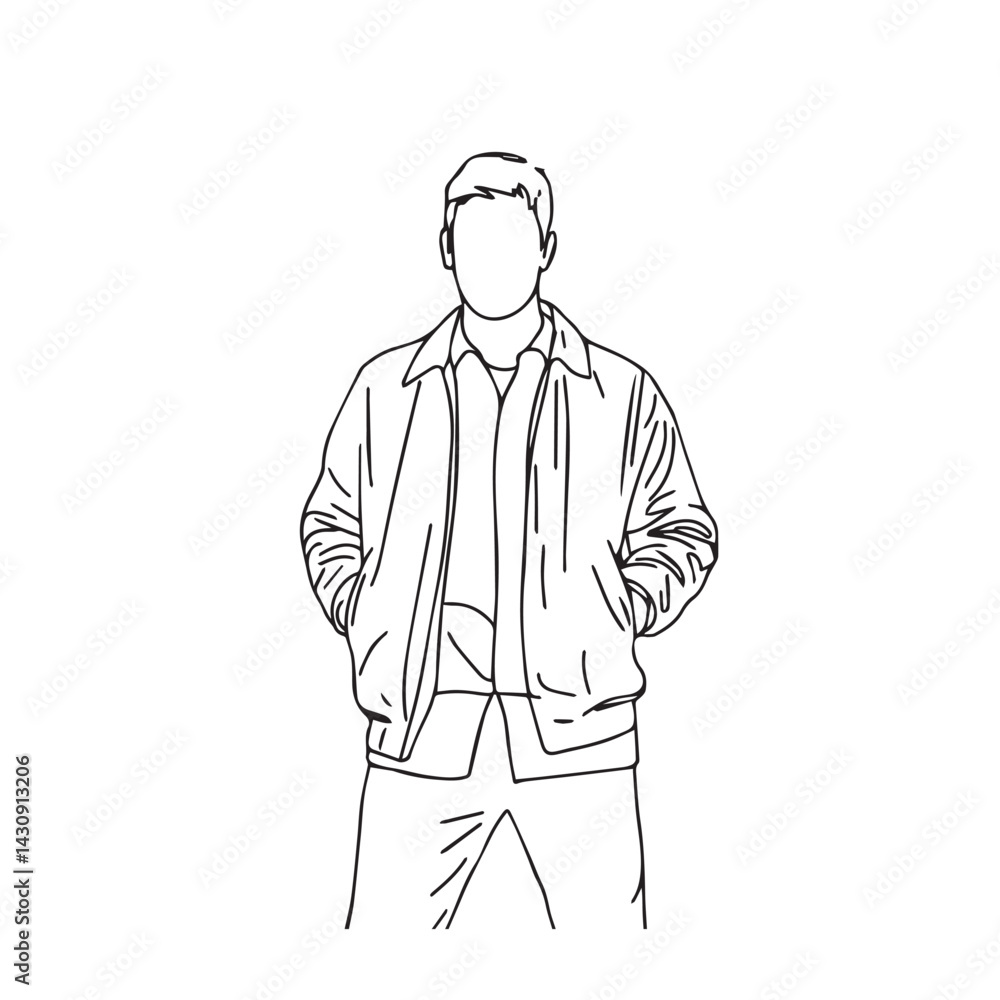 Man In Jacket Silhouette - Simple Jacket Line Drawing - man jacket silhouette - man jacket vector - man jacket doodle - jacket illustration - man jacket line art
Man In Jacket Silhouette - Simple Jacket Line Drawing - man jacket silhouette - man jacket vector - man jacket doodle - jacket illustration - man jacket line art