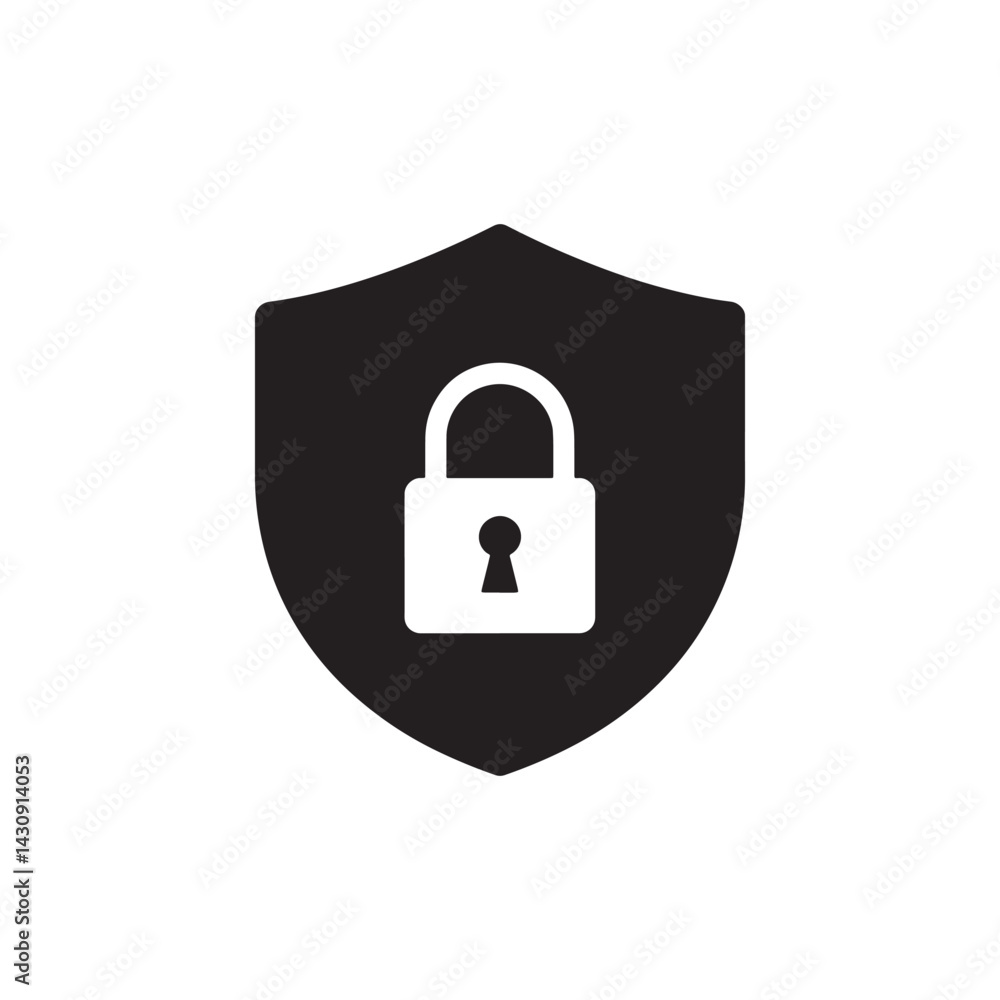 Icon of a Shield with a Padlock Representing Security, Data Protection, and Cyber Safety for Privacy Measures, Digital Defense, Editable Vector Illustration Isolated on a White Background Icon of a Shield with a Padlock Representing Security, Data Protection, and Cyber Safety for Privacy Measures, Digital Defense, Editable Vector Illustration Isolated on a White Background