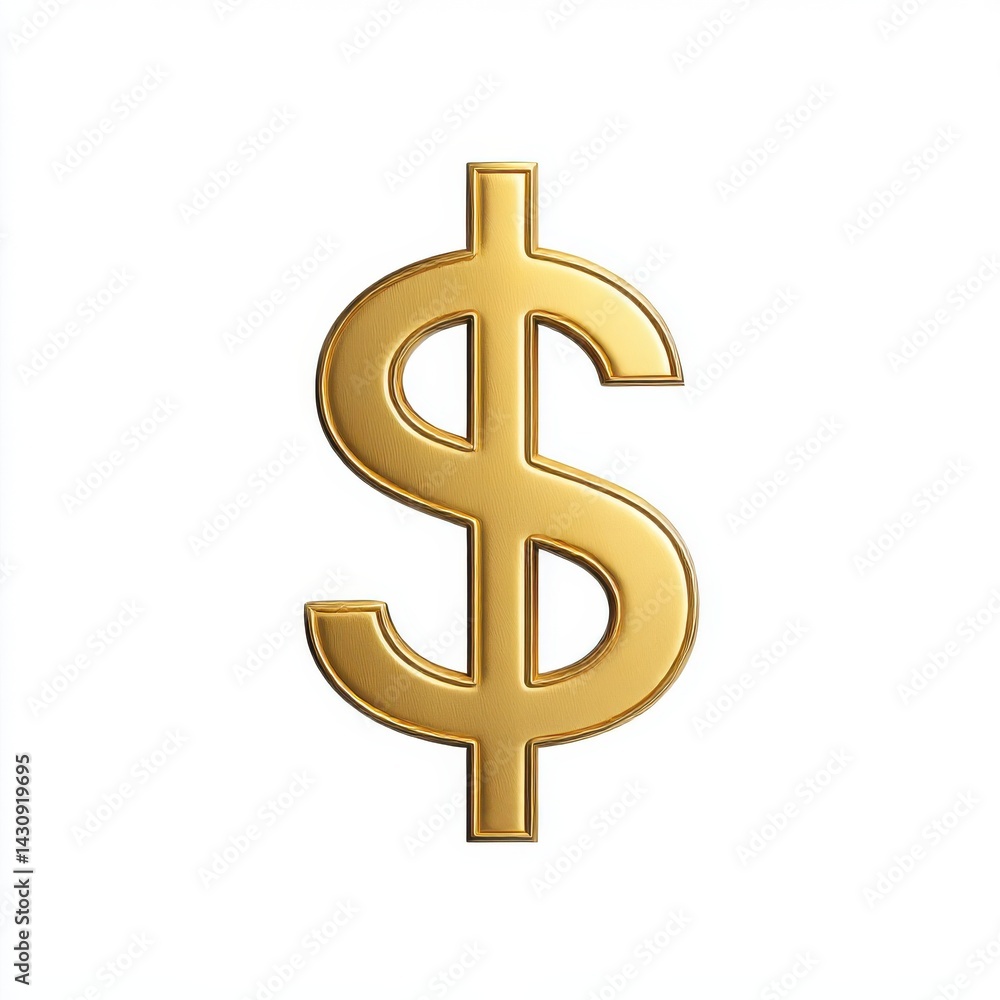 Golden dollar currency symbol isolated on white background Golden dollar currency symbol isolated on white background