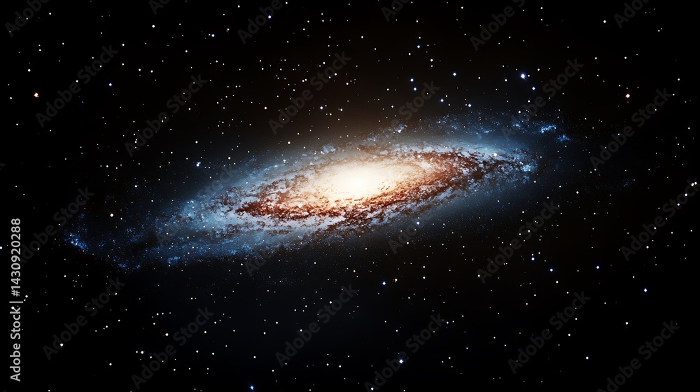 Fototapeta premium Spiral Galaxy Illuminated With Thousands Of Stars In Deep Space Against A Dark Background