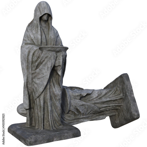 Obraz na plátne 3D rendered gothic humanlike statues isolated on transparent background