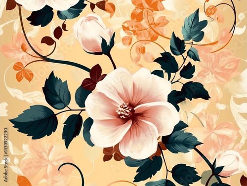 Abstract Flowers Seamless Pattern Background Illustration Design