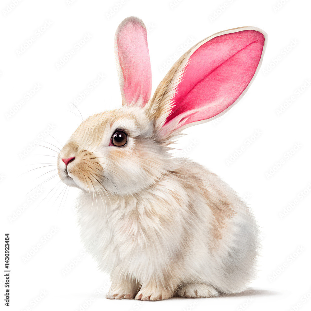 Fototapeta premium Watercolor rabbit ears bunny animal pink isolated on transparent background