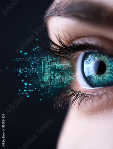 Obraz na płótnie Holographic Elements with Futuristic Visualization of Human Eye w salonie