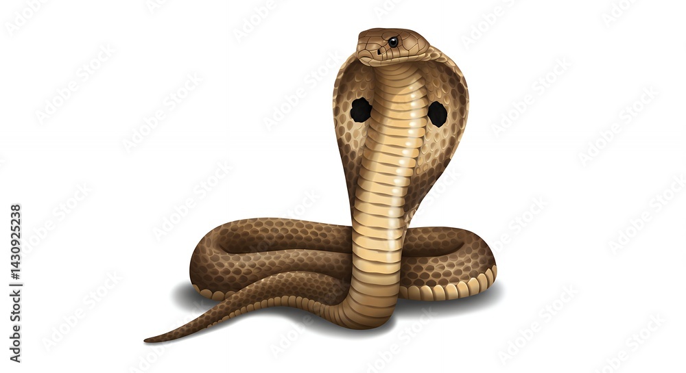 Fototapeta premium Detailed illustration of a cobra in defensive posture