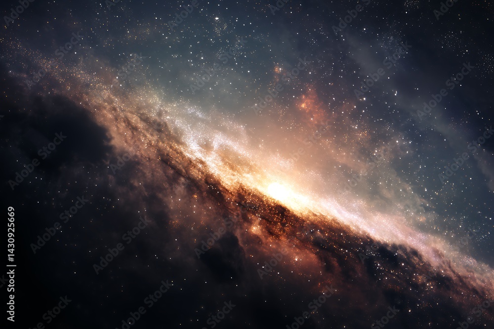 Fototapeta premium Vibrant Galaxy Formation With Numerous Stars and Nebula in Deep Space