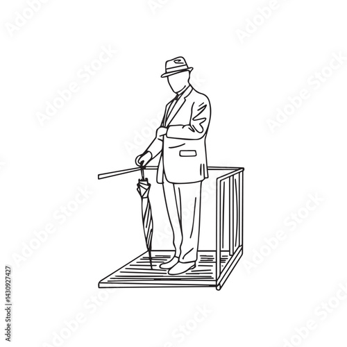 Business Man with Umbrella Silhouette - Minimalist Sketch - man umbrella silhouette - man umbrella vector - man umbrella doodle - umbrella illustration - man umbrella line art

