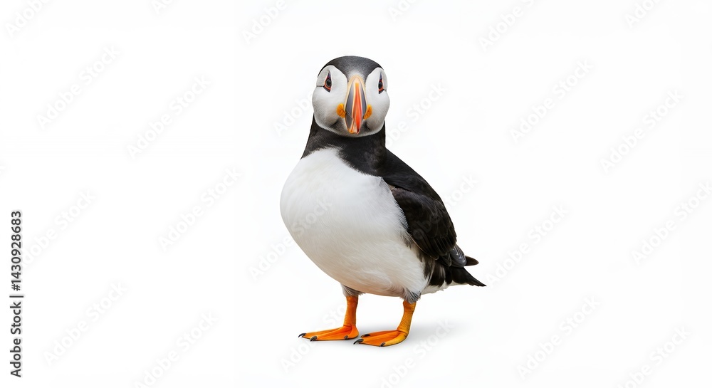 Obraz premium Puffin bird portrait against white background