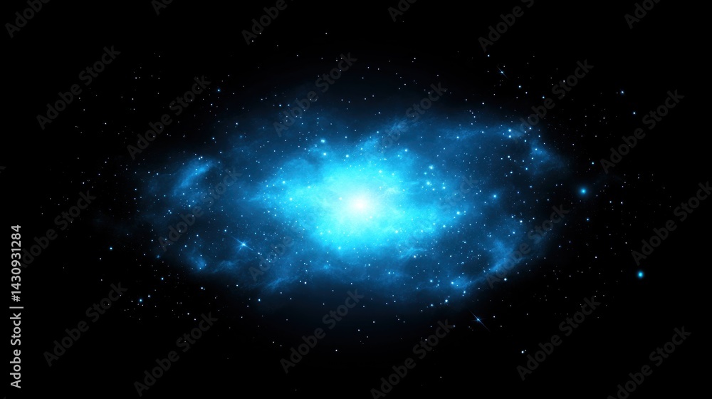 Fototapeta premium Celestial blue nebula with brilliant core.