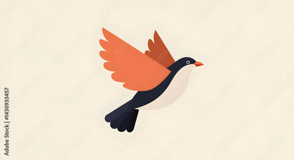 Fototapeta premium Stylish Flying Bird Illustration With Geometric Wing Shapes And Flat Design