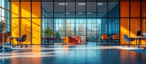 Sunny modern office workspace