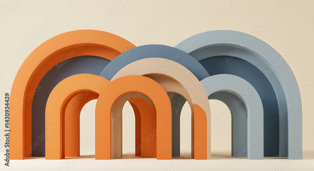 Fototapeta premium Pastel Arches Create an Abstract Geometric Background for Graphic Design