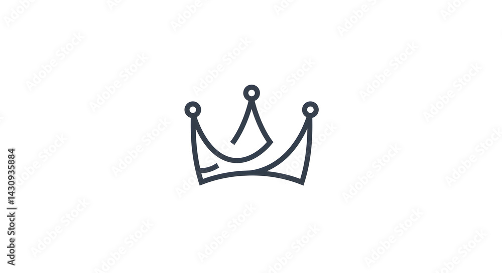 Elegant Minimalist Crown Line Art Symbol Design For Royalty Theme Elegant Minimalist Crown Line Art Symbol Design For Royalty Theme