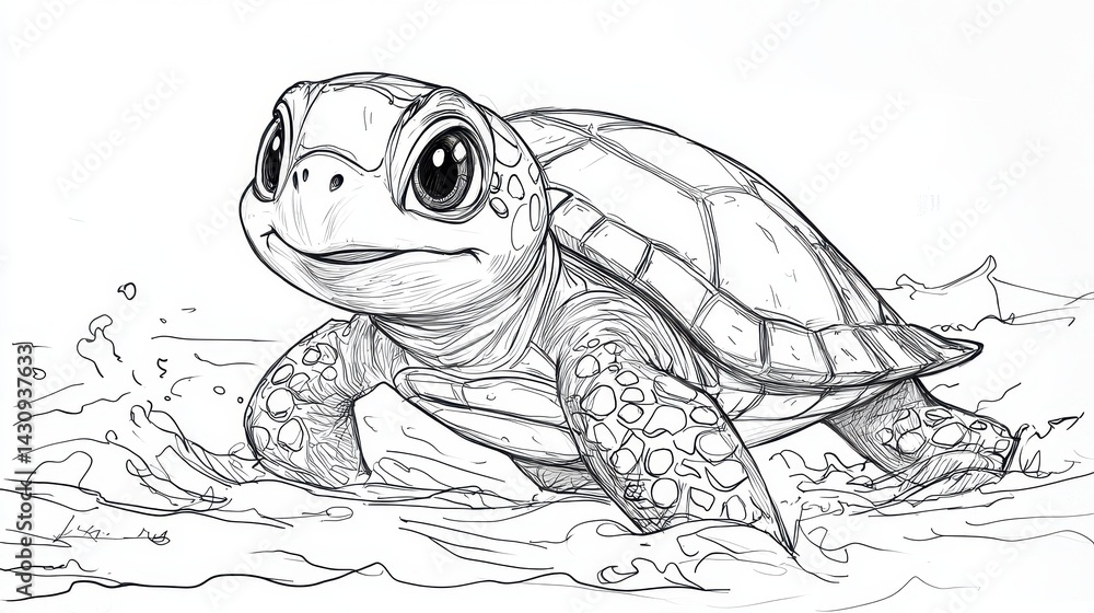 Fototapeta premium Cute turtle in water