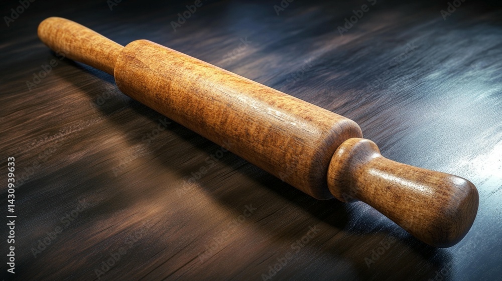 Fototapeta premium Wooden rolling pin baking cooking kitchenware rustic vintage food photography