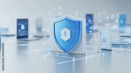 Enhancing cybersecurity strategies digital workspace infographic corporate environment aerial view technology trends