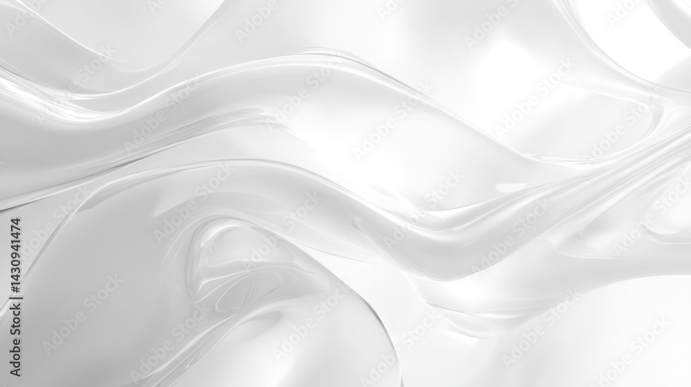 Naklejka premium Soft White Fluid Abstract Background with Smooth Curves and Waves