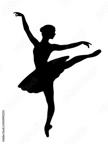 Silhouette of a graceful female ballet dancer in an elegant pose, showcasing the beauty of dance.