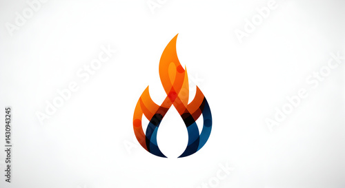 Abstract Fire Symbol With Interwoven Elements in Orange And Blue Tones