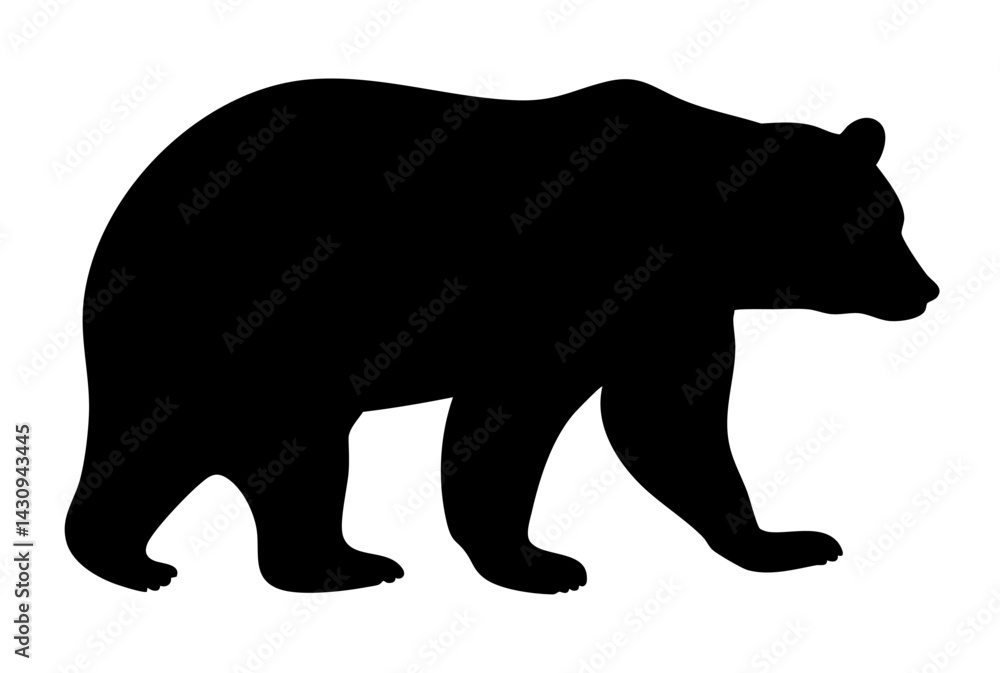 Fototapeta premium Silhouette of a walking bear, showcasing its strong physique and distinctive features.