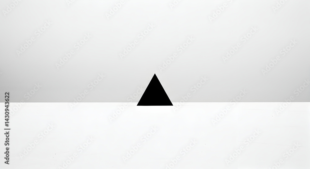 Fototapeta premium Black Triangle On Clean White Minimalist Background For Contemporary Design