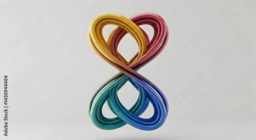 Fototapeta premium Abstract Endless Flow With Dynamic Color Transitions Against White Backdrop