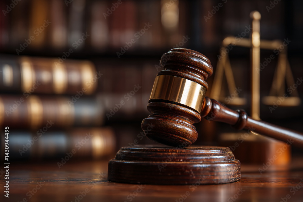 Law theme, mallet of judge, wooden gavel on the table Law theme, mallet of judge, wooden gavel on the table