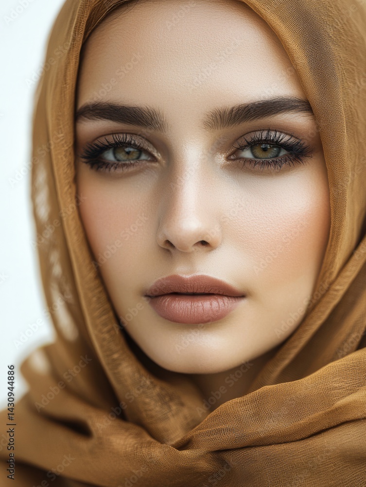 Close-up Portrait of a Woman in a Brown Shawl Close-up Portrait of a Woman in a Brown Shawl