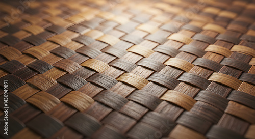 Detailed Weave Pattern With Wicker Wood Texture in Warm Earthy Tones