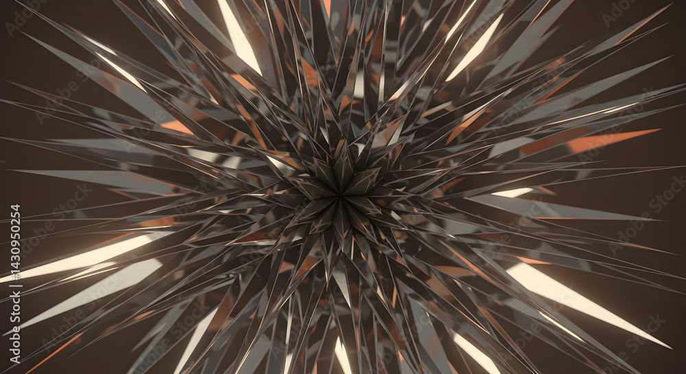 Fototapeta premium Abstract Metal Spikes Radiating from Center Against Muted Dark Background