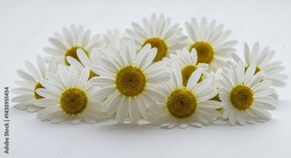 Obraz premium Group of Daisies with White Petals and Yellow Centers on White Surface