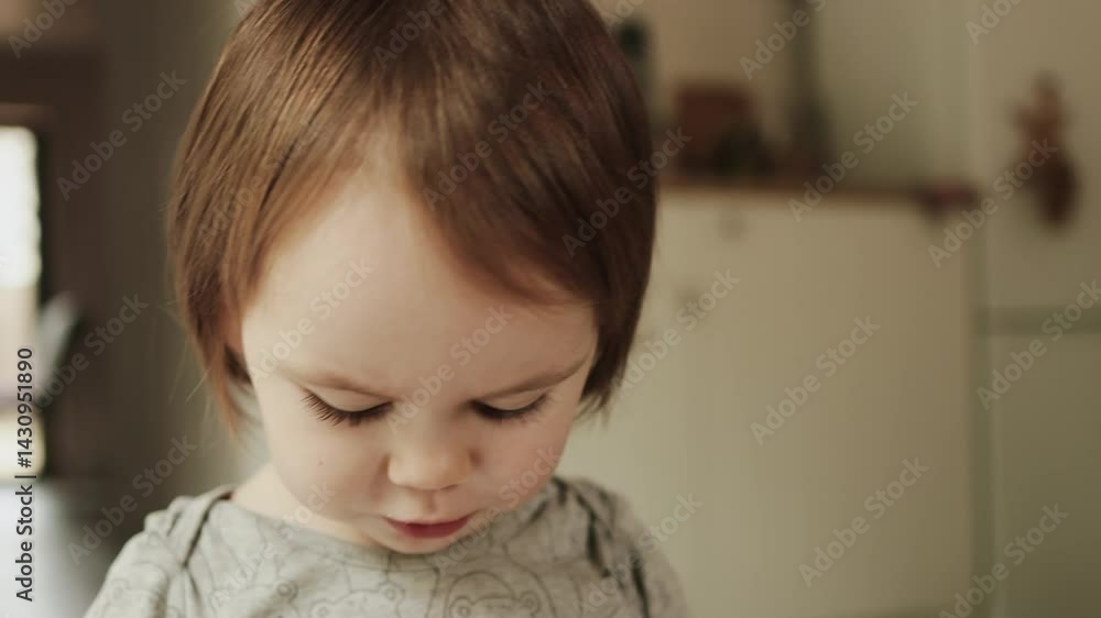 Close-up of a child eating an egg from a bowl while being fed by an adult, the food falls to the floor. Slow motion, girl 3 years old Close-up of a child eating an egg from a bowl while being fed by an adult, the food falls to the floor. Slow motion, girl 3 years old