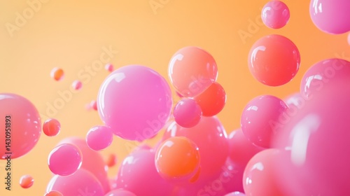 Colorful Abstract Bubbles in Pink and Orange Against Smooth Background