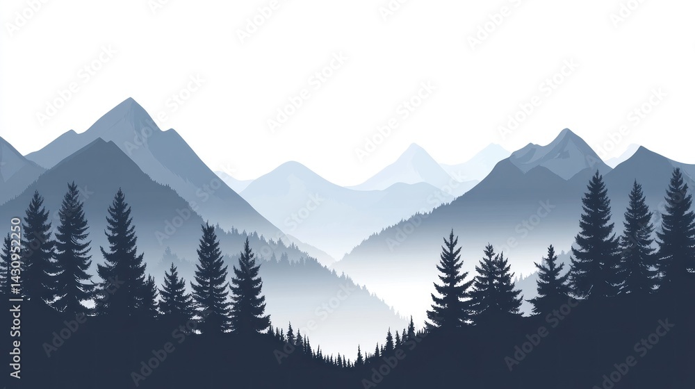 Fototapeta premium Misty mountain range silhouettes (1)