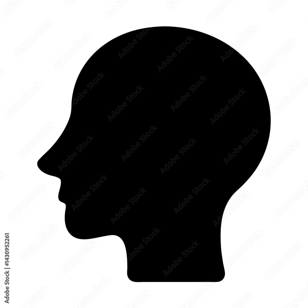 silhouette of human head in profile view, simple black vector illustration for design and branding, isolated abstract composition
silhouette of human head in profile view, simple black vector illustration for design and branding, isolated abstract composition