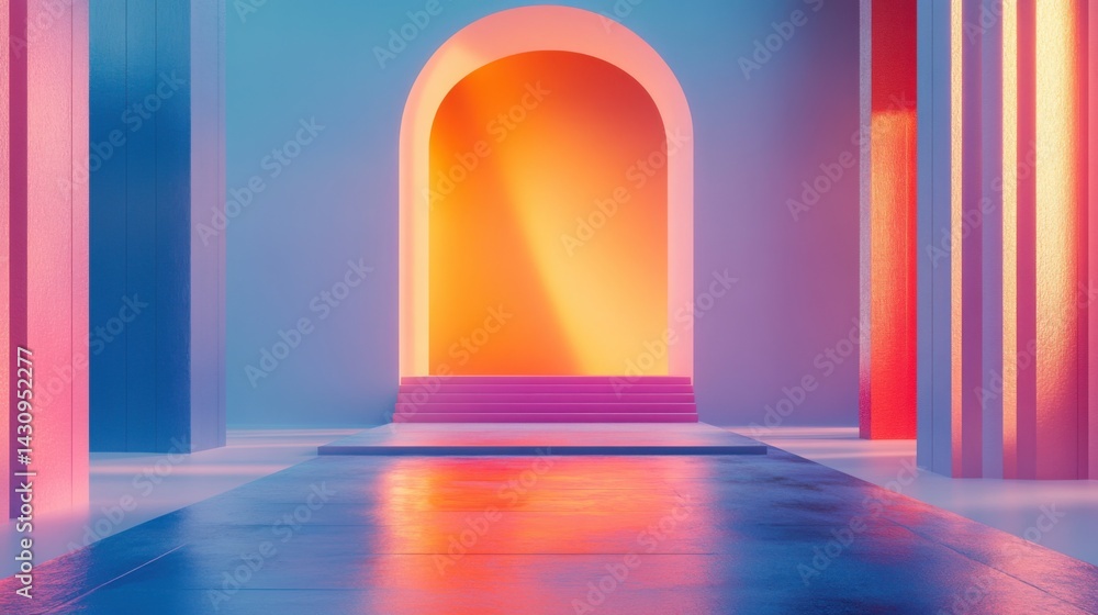 Abstract Modern Architecture with Colorful Lighting and Gradient Effects Abstract Modern Architecture with Colorful Lighting and Gradient Effects