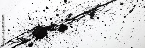 Obraz na płótnie Abstract Black Ink Splatters Creating Chaotic Artistic Texture on White Paper Background With Unique Patterns and Forms Generative AI w salonie