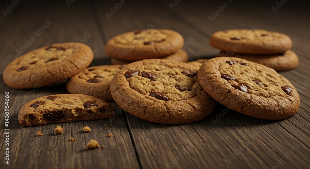 Ultra Realistic Assorted Cookies Styled on Rustic Wooden Table Ultra Realistic Assorted Cookies Styled on Rustic Wooden Table